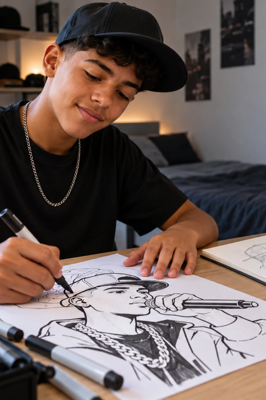 desenhos do MC Kevin para colorir — exemplo criado na Desenhos pra Colorir