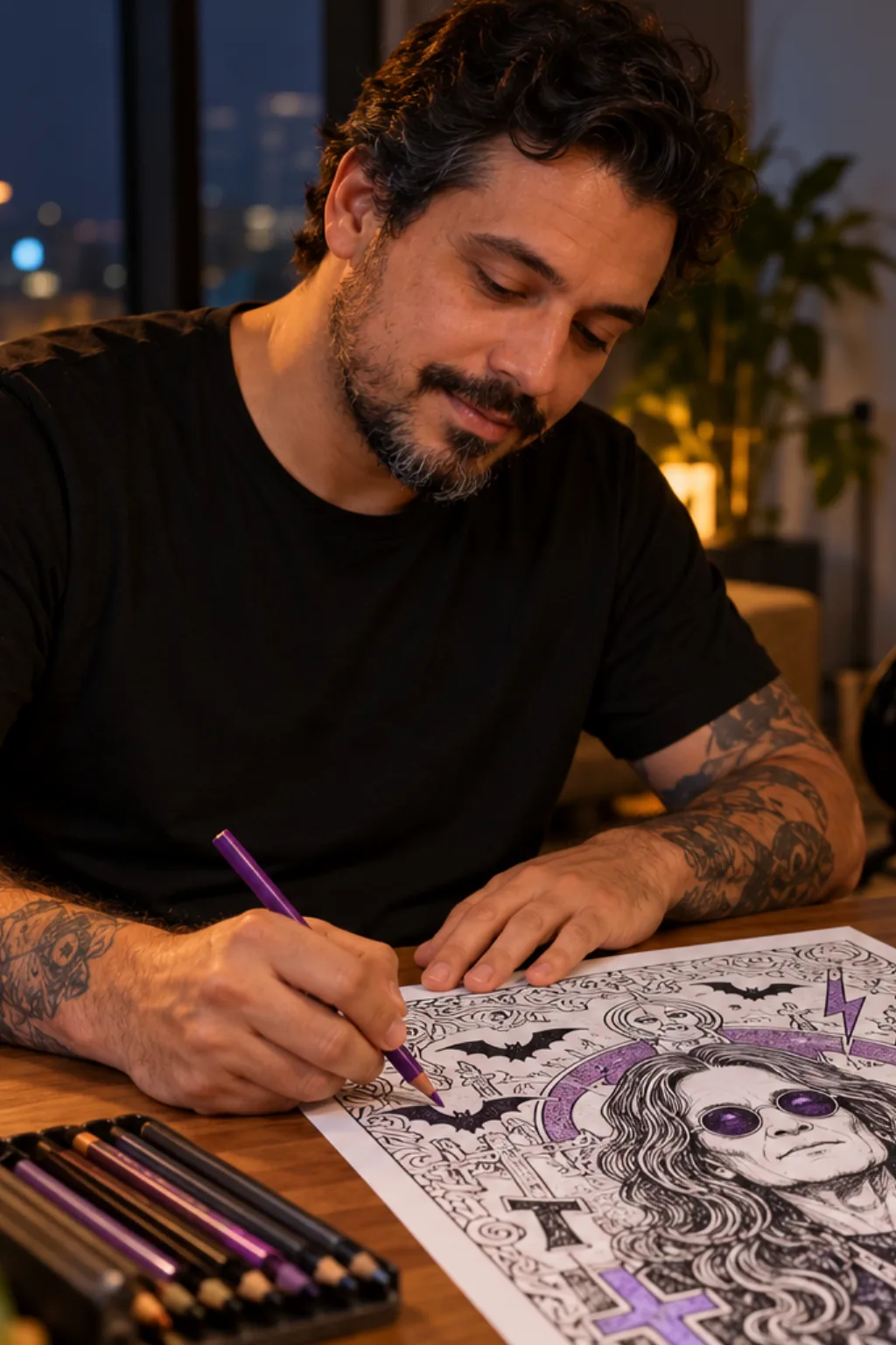 desenhos do Ozzy Osbourne para colorir — exemplo criado na Desenhos pra Colorir