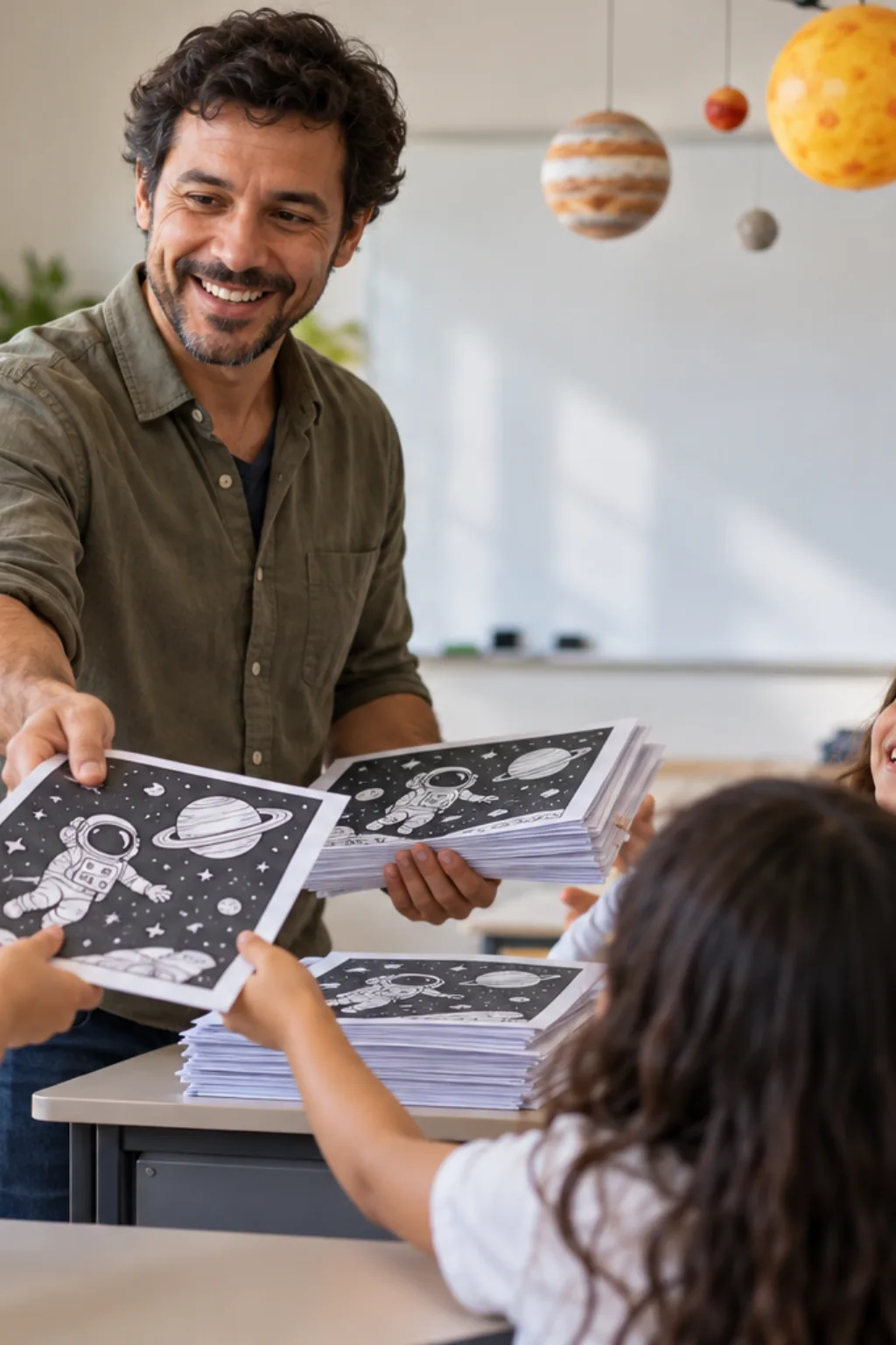 desenhos para capas de caderno de astronautas para colorir — exemplo criado na Desenhos pra Colorir