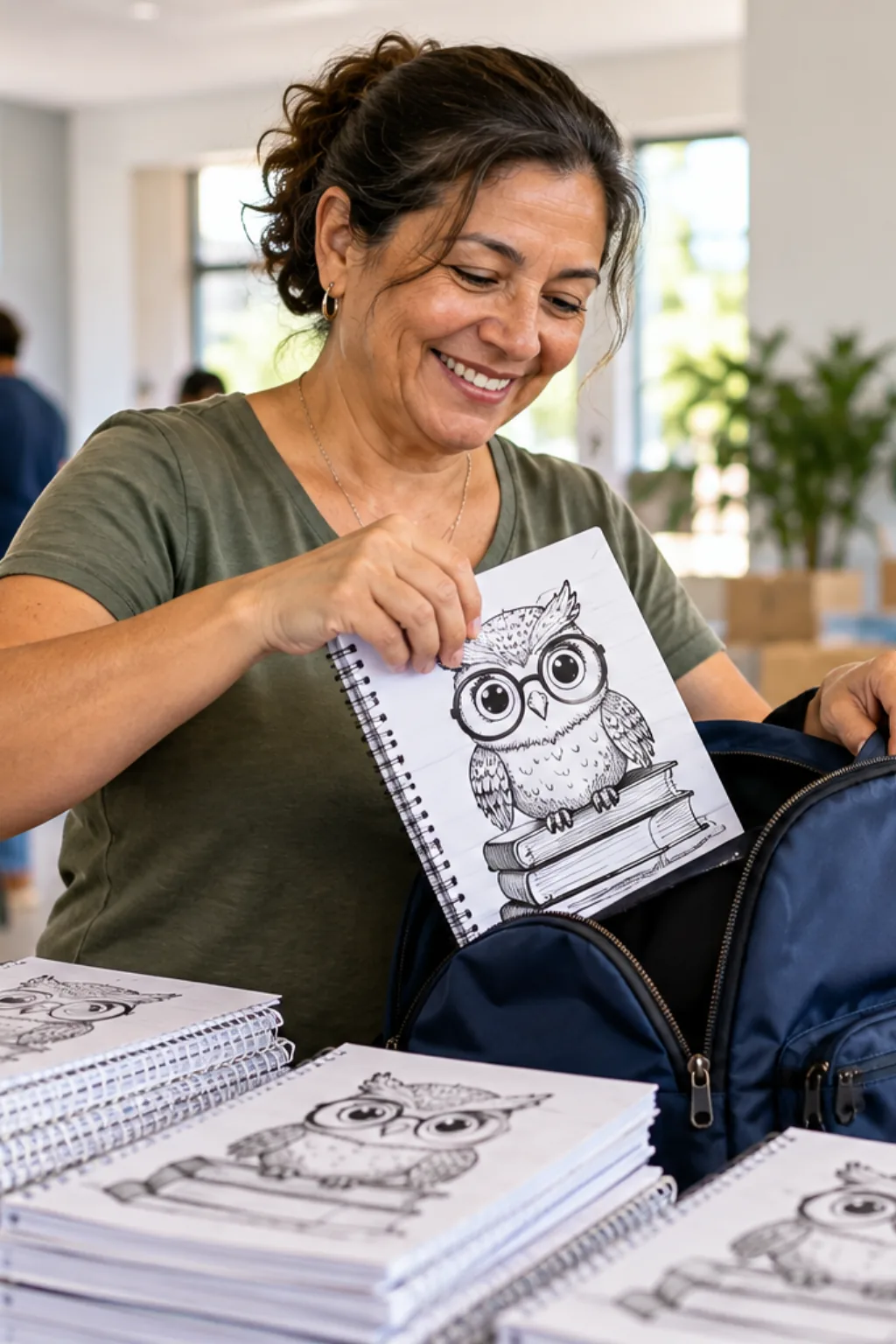 desenhos para capas de caderno de corujas para colorir — exemplo criado na Desenhos pra Colorir