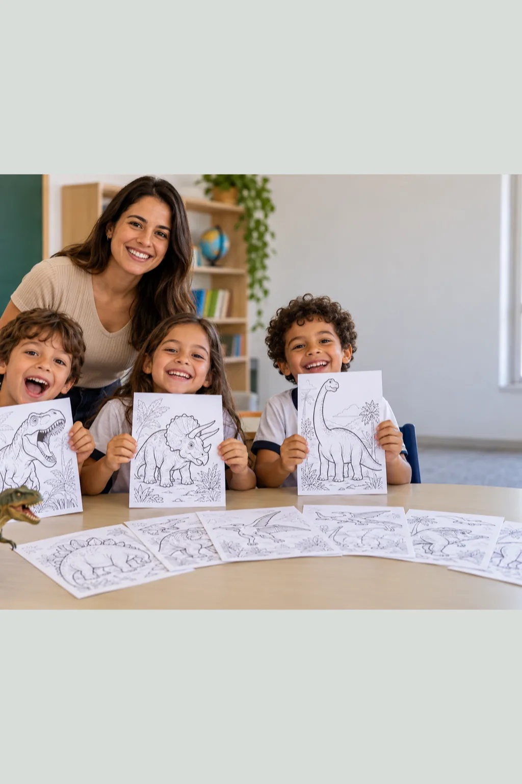 desenhos para capas de caderno de dinossauros para colorir — exemplo criado na Desenhos pra Colorir
