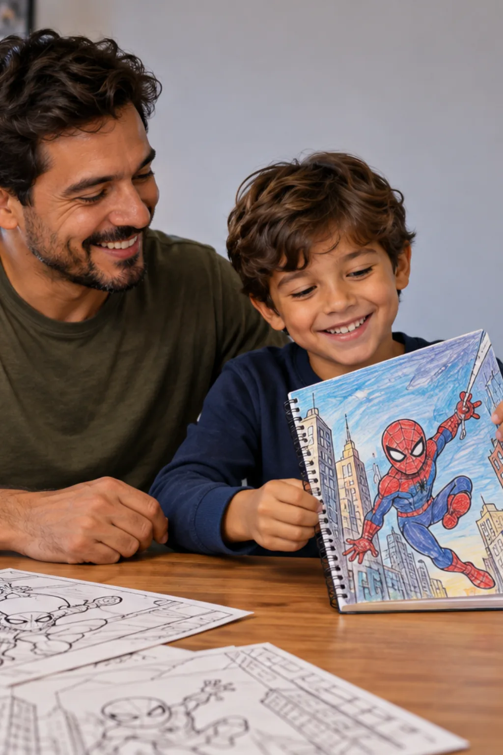desenhos para capas de caderno do homem-aranha para colorir — exemplo criado na Desenhos pra Colorir