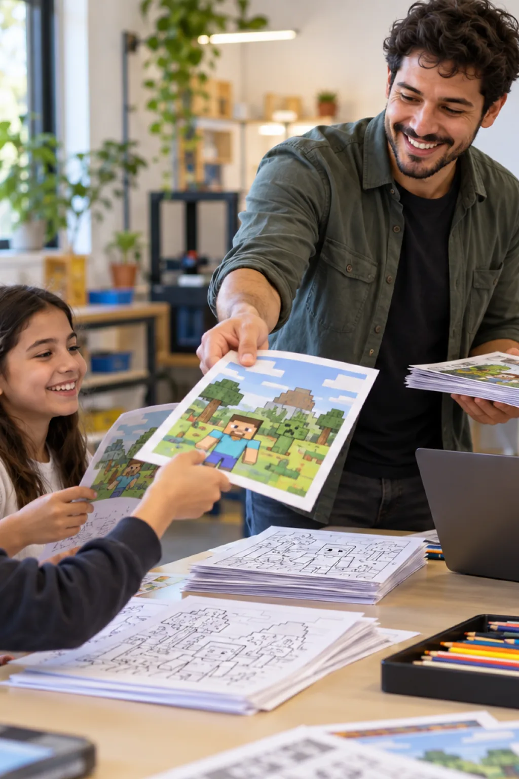 desenhos para capas de caderno de minecraft para colorir — exemplo criado na Desenhos pra Colorir