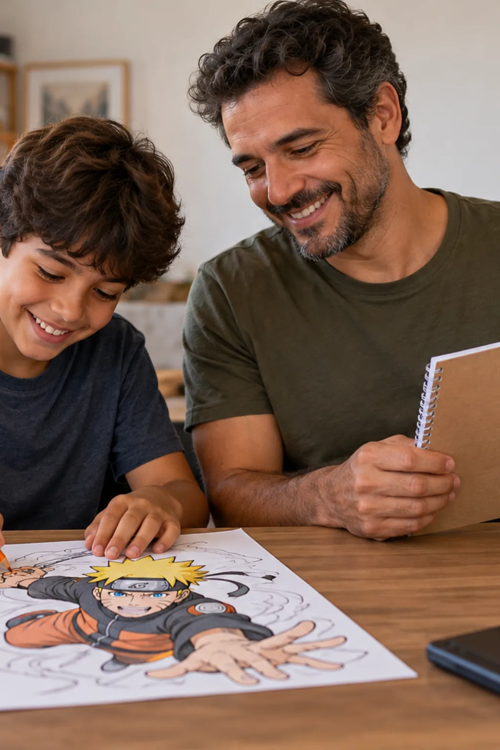 desenhos para capas de caderno do naruto para colorir — exemplo criado na Desenhos pra Colorir
