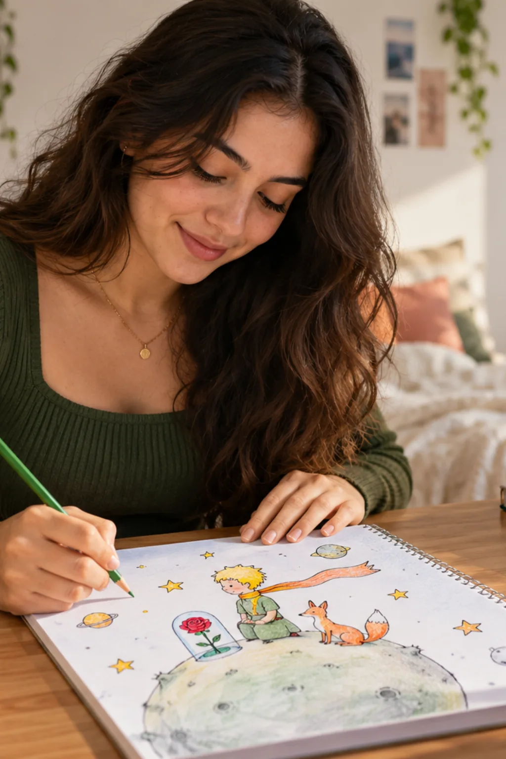 desenhos para capas de caderno do pequeno príncipe para colorir — exemplo criado na Desenhos pra Colorir
