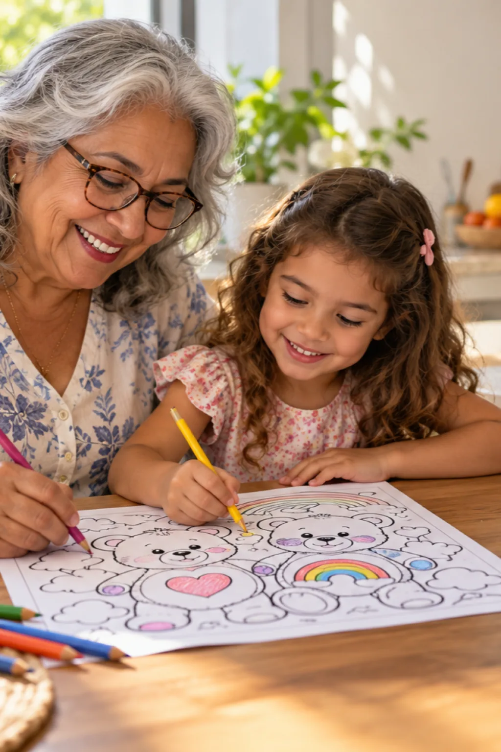 desenhos para capas de caderno dos ursinhos carinhosos para colorir — exemplo criado na Desenhos pra Colorir