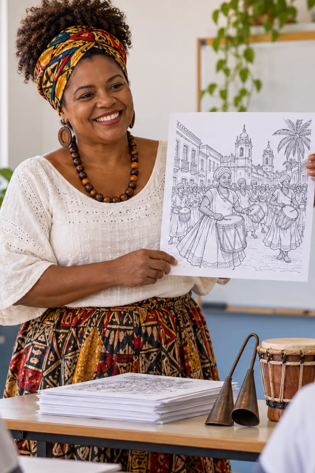 desenhos de afoxé para colorir — exemplo criado na Desenhos pra Colorir