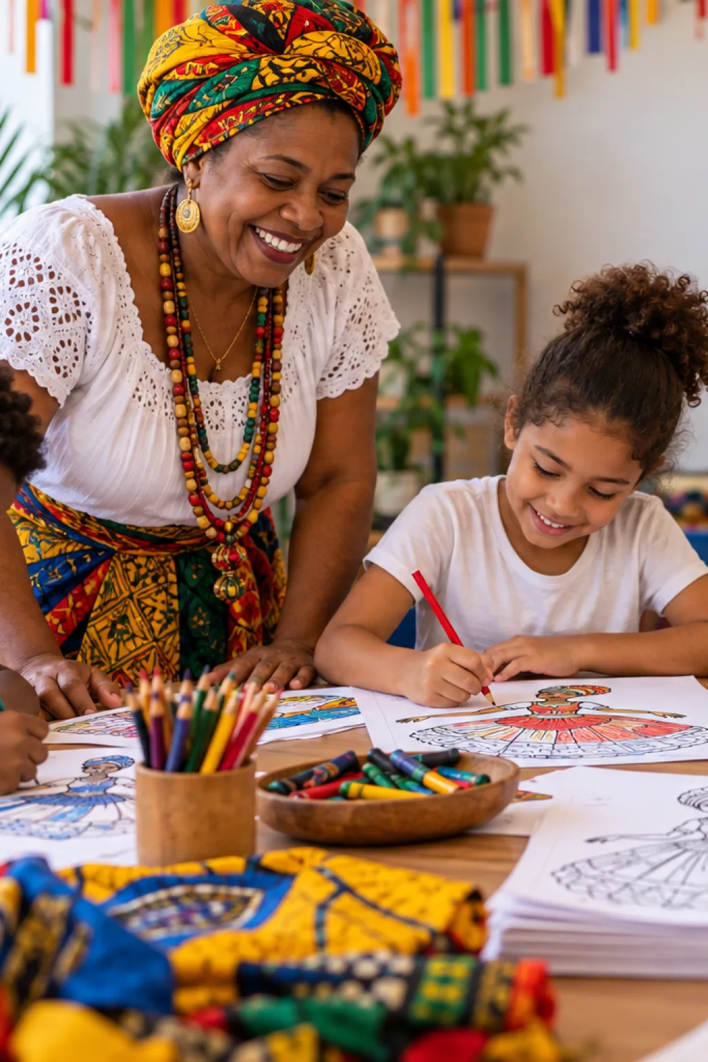 desenhos da ala das baianas para colorir — exemplo criado na Desenhos pra Colorir