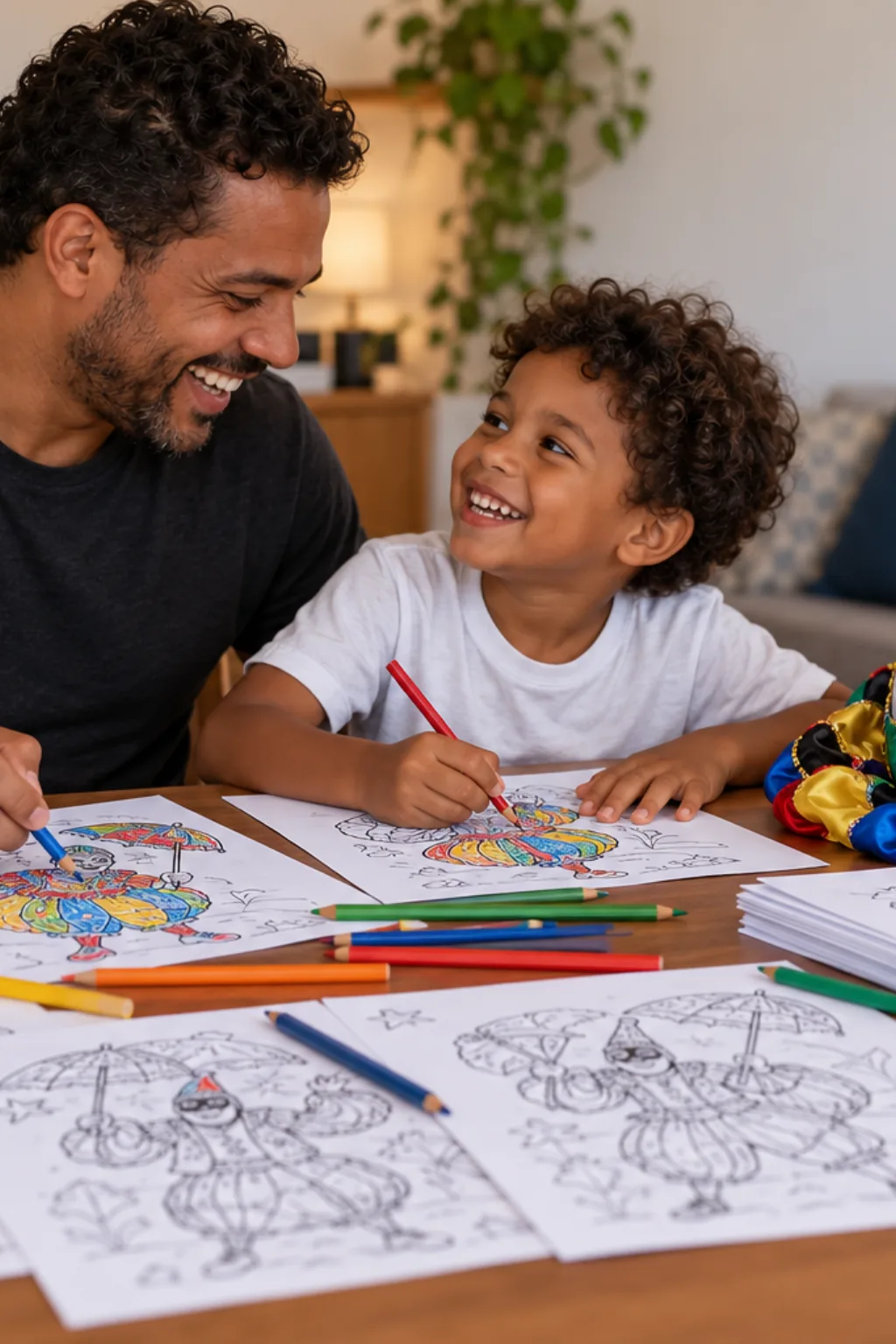 desenhos de bate-bolas do carnaval para colorir — exemplo criado na Desenhos pra Colorir