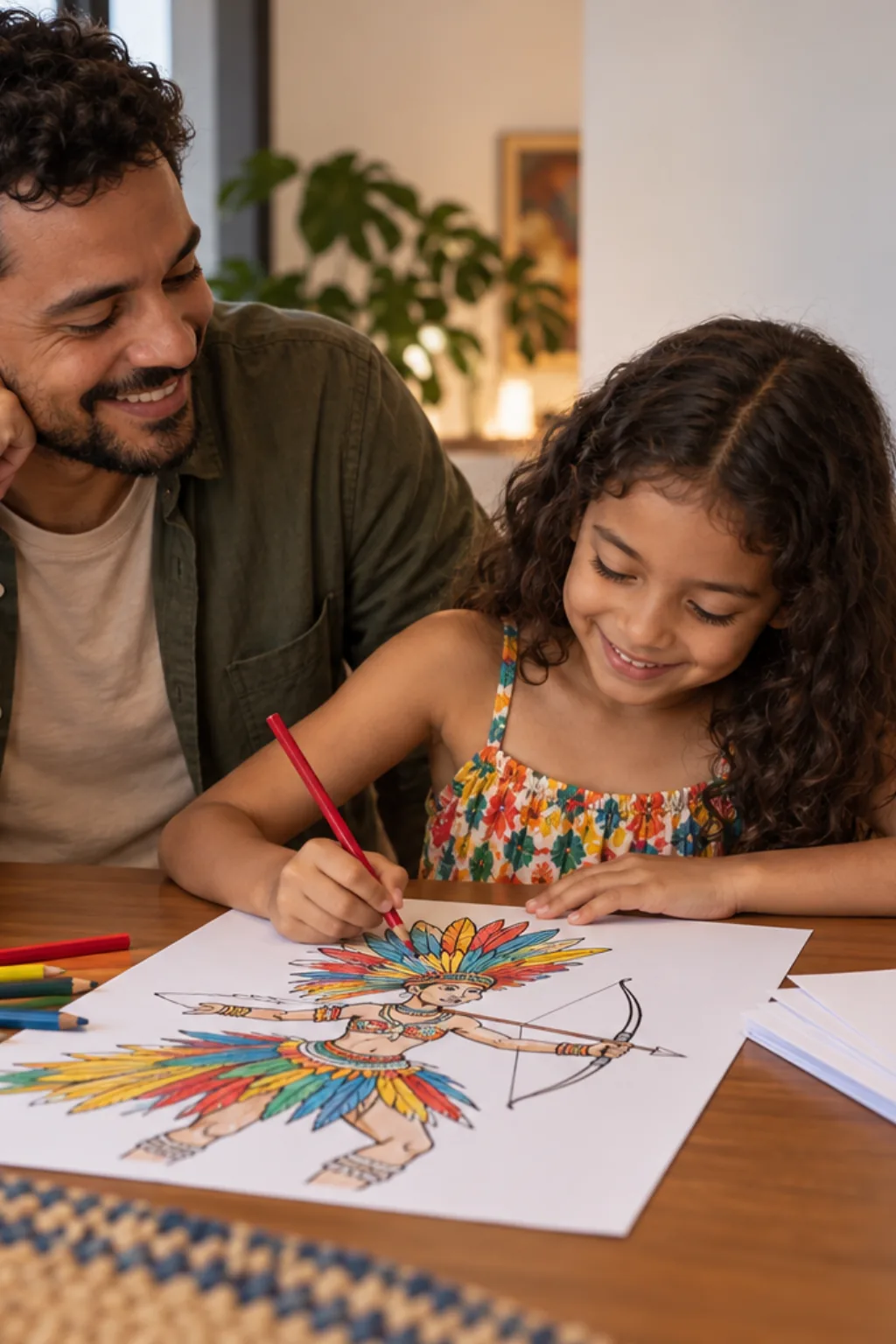 desenhos de caboclinhos para colorir — exemplo criado na Desenhos pra Colorir