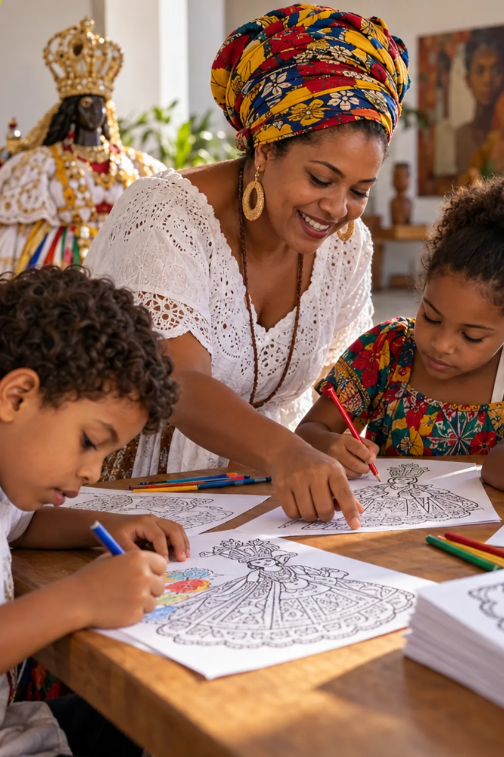 desenhos da calunga do maracatu para colorir — exemplo criado na Desenhos pra Colorir