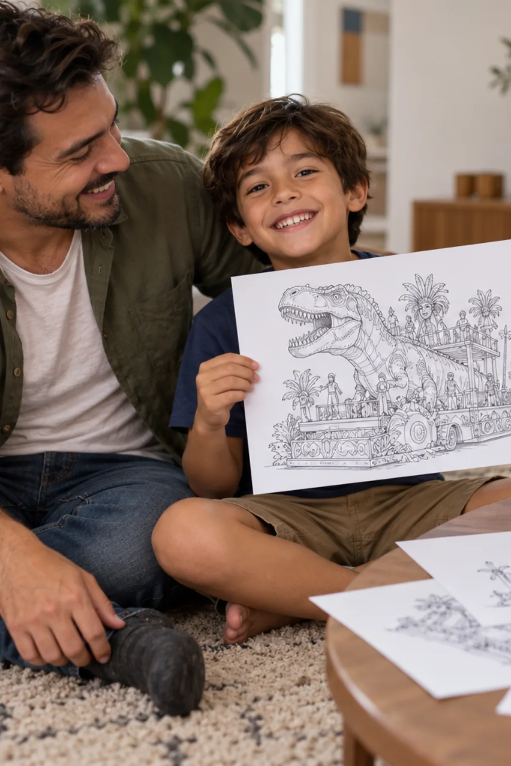 desenhos de carros alegóricos para colorir — exemplo criado na Desenhos pra Colorir