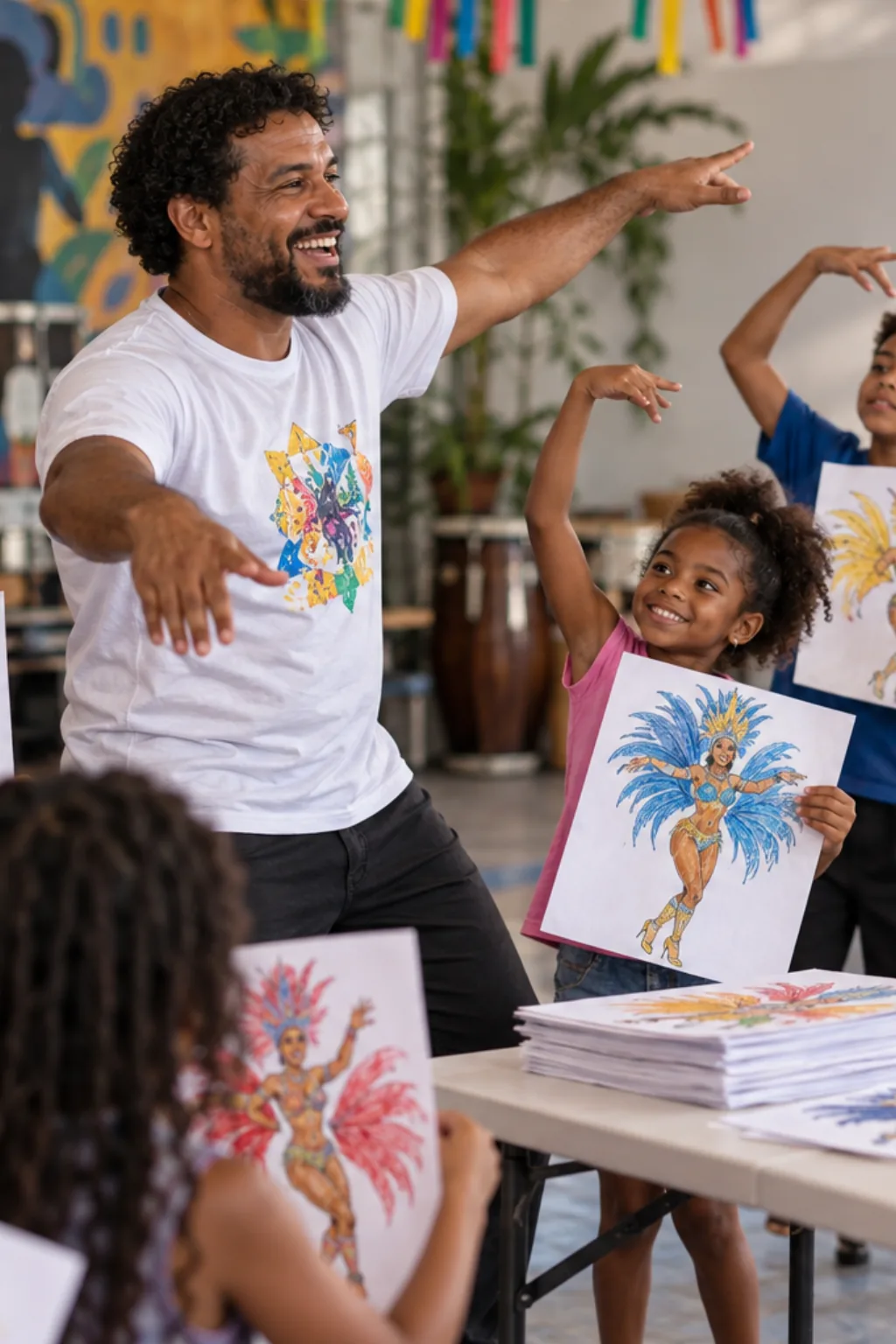 desenhos de comissões de frente de carnaval para colorir — exemplo criado na Desenhos pra Colorir
