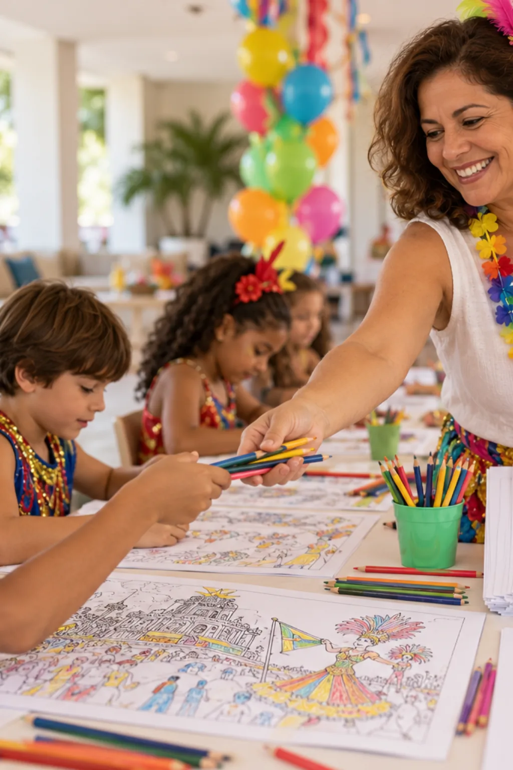 desenhos de desfiles de carnaval para colorir — exemplo criado na Desenhos pra Colorir
