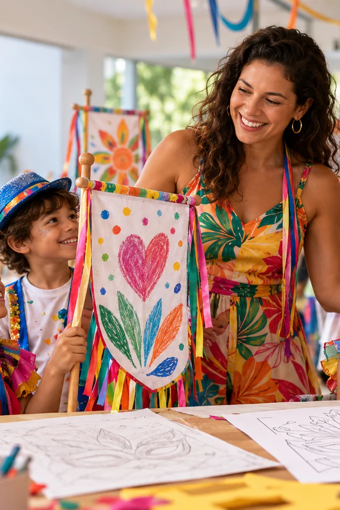 desenhos de estandartes de carnaval para colorir — exemplo criado na Desenhos pra Colorir