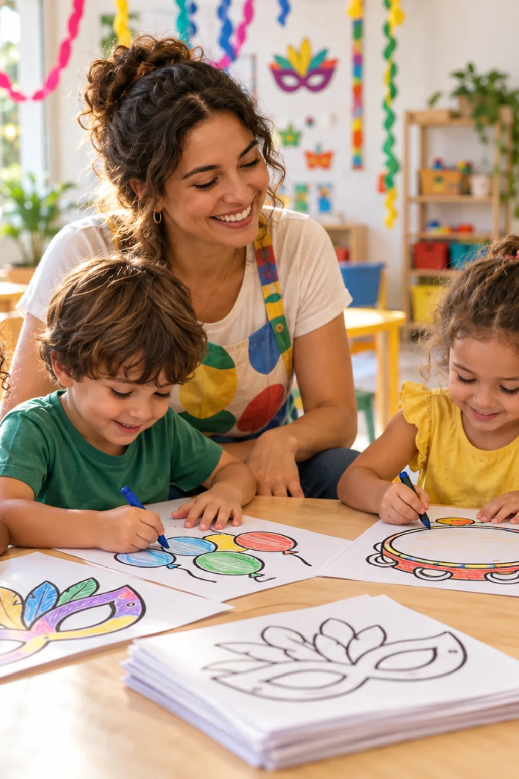 desenhos fáceis de carnaval para colorir — exemplo criado na Desenhos pra Colorir