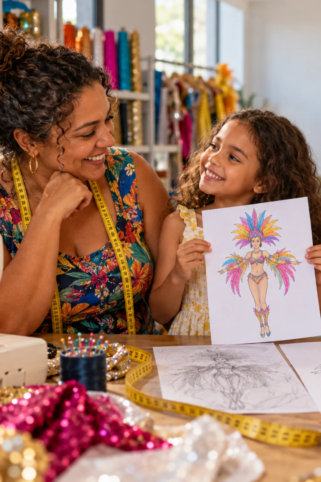 desenhos de fantasias de carnaval para colorir — exemplo criado na Desenhos pra Colorir