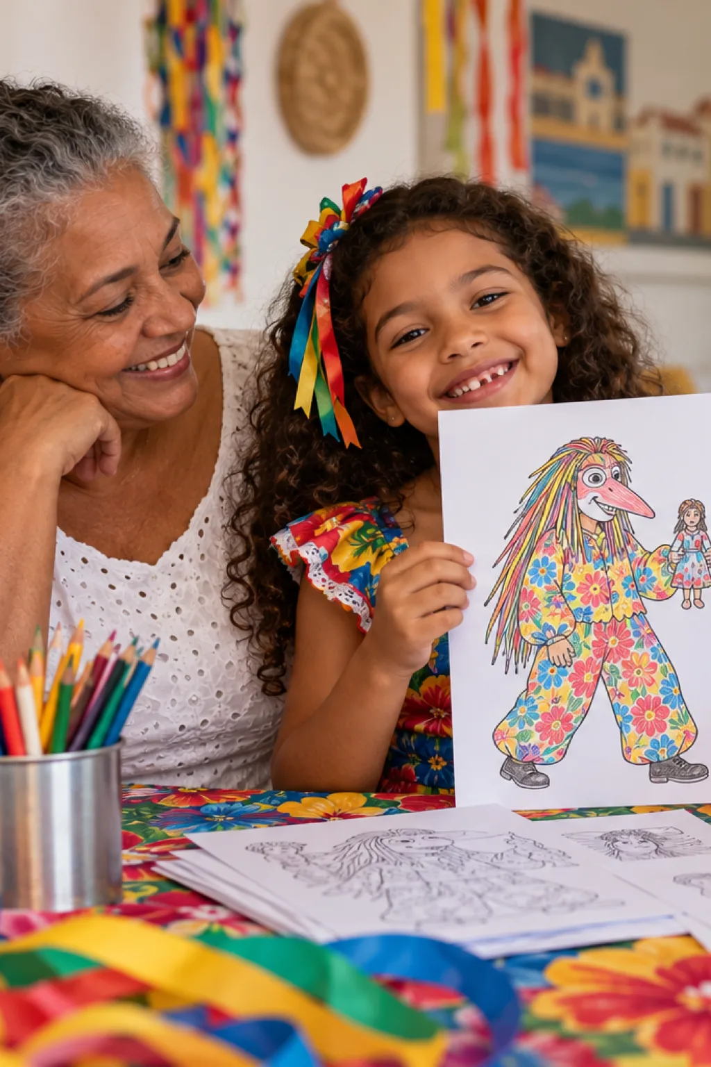 desenhos do Fofão do Carnaval para colorir — exemplo criado na Desenhos pra Colorir
