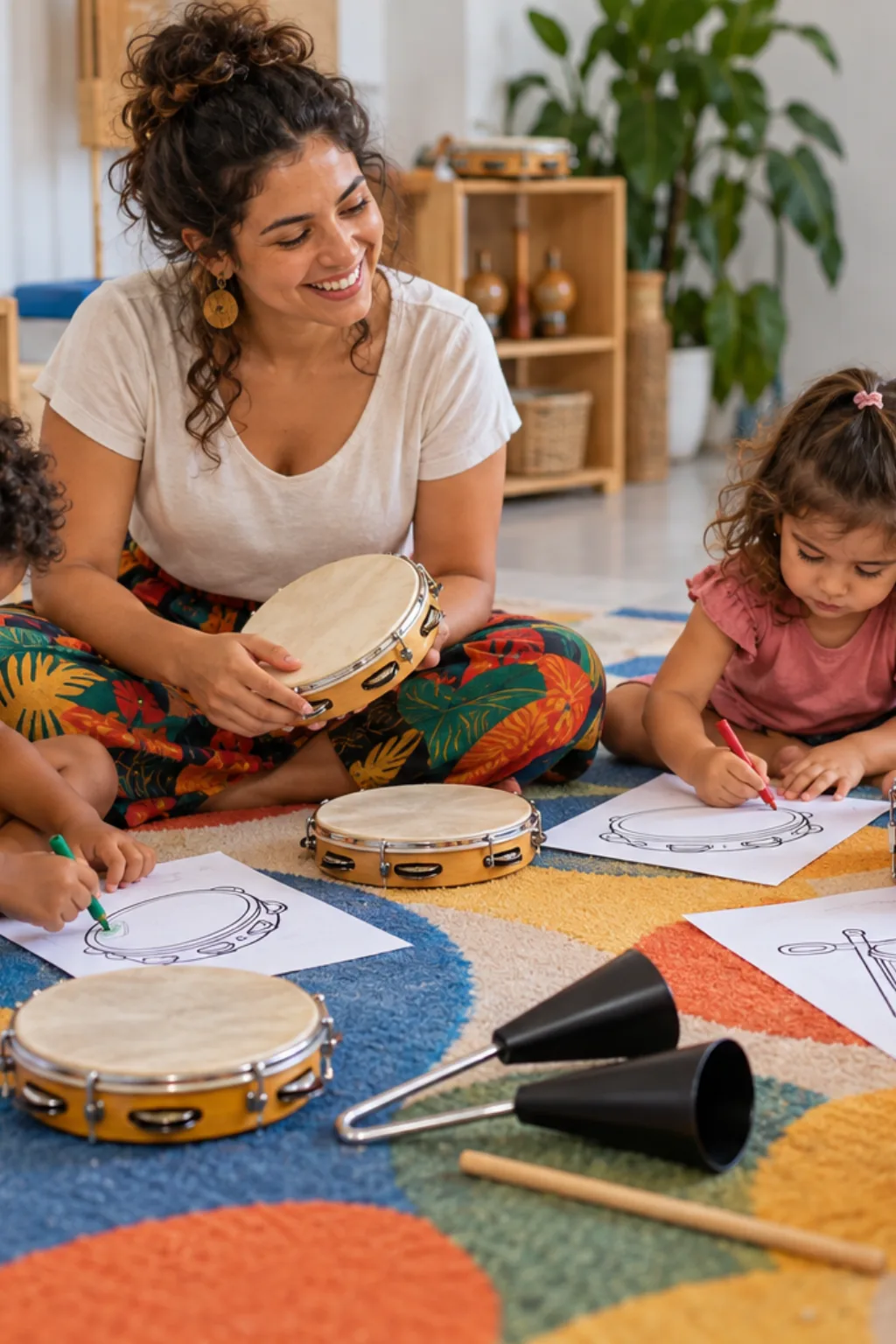 desenhos de instrumentos de carnaval para colorir — exemplo criado na Desenhos pra Colorir