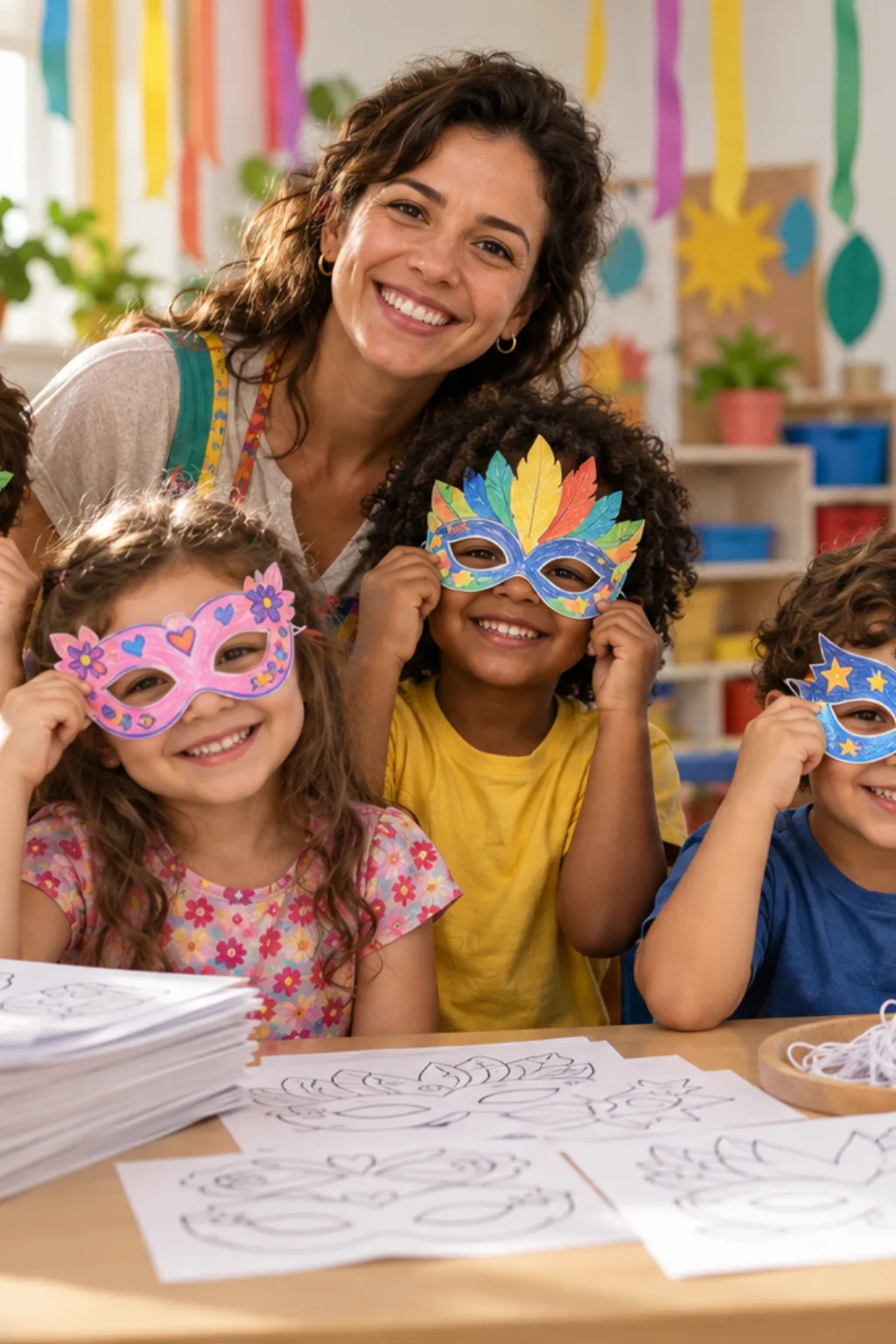 desenhos de máscaras de carnaval para colorir — exemplo criado na Desenhos pra Colorir