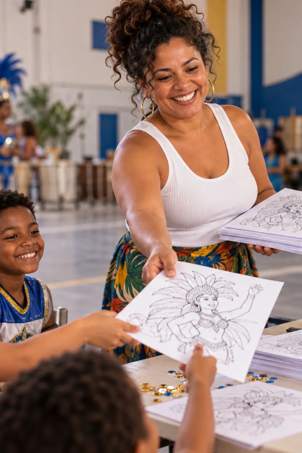 desenhos de passistas de carnaval para colorir — exemplo criado na Desenhos pra Colorir