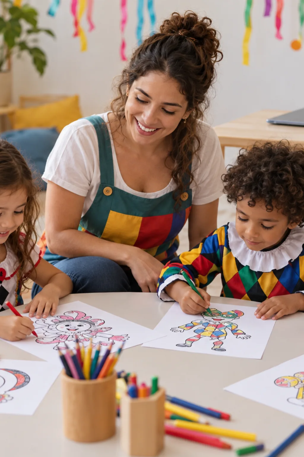 desenhos de personagens de carnaval para colorir — exemplo criado na Desenhos pra Colorir