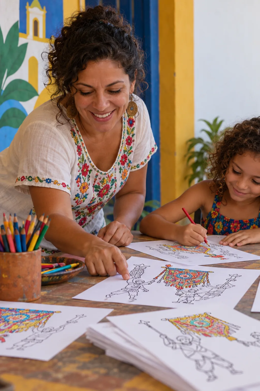 desenhos de porta-estandartes para colorir — exemplo criado na Desenhos pra Colorir