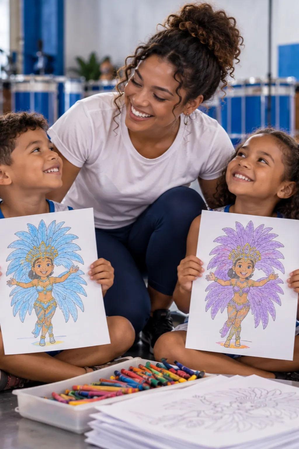 desenhos de rainhas de bateria para colorir — exemplo criado na Desenhos pra Colorir