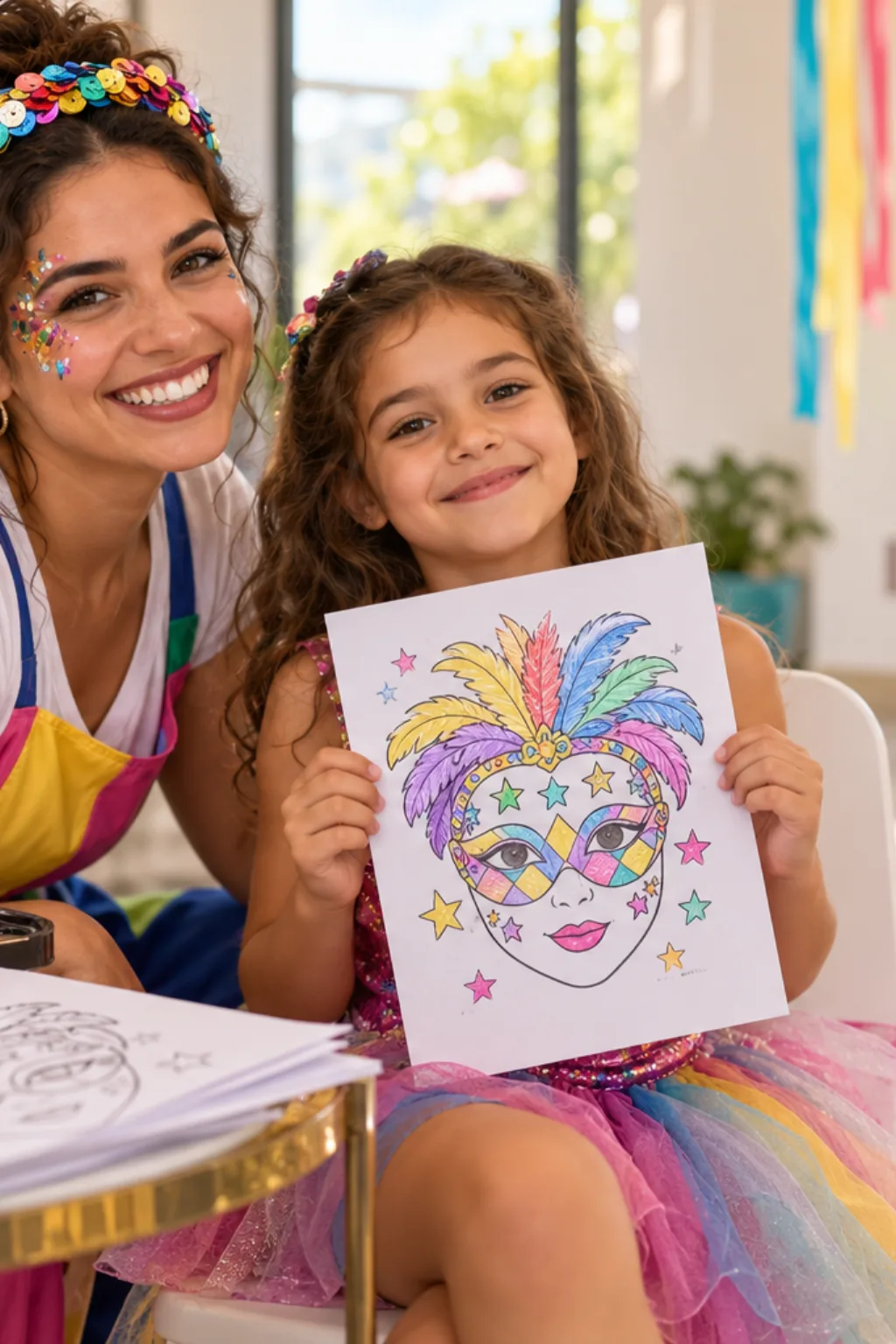 desenhos de rostos de carnaval para colorir — exemplo criado na Desenhos pra Colorir