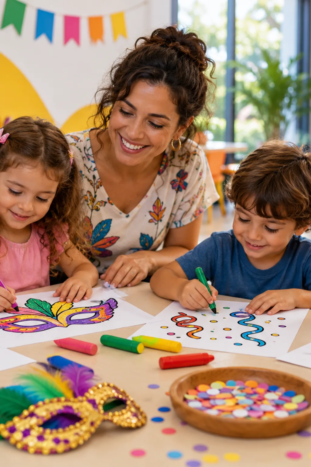 desenhos de símbolos do carnaval para colorir — exemplo criado na Desenhos pra Colorir