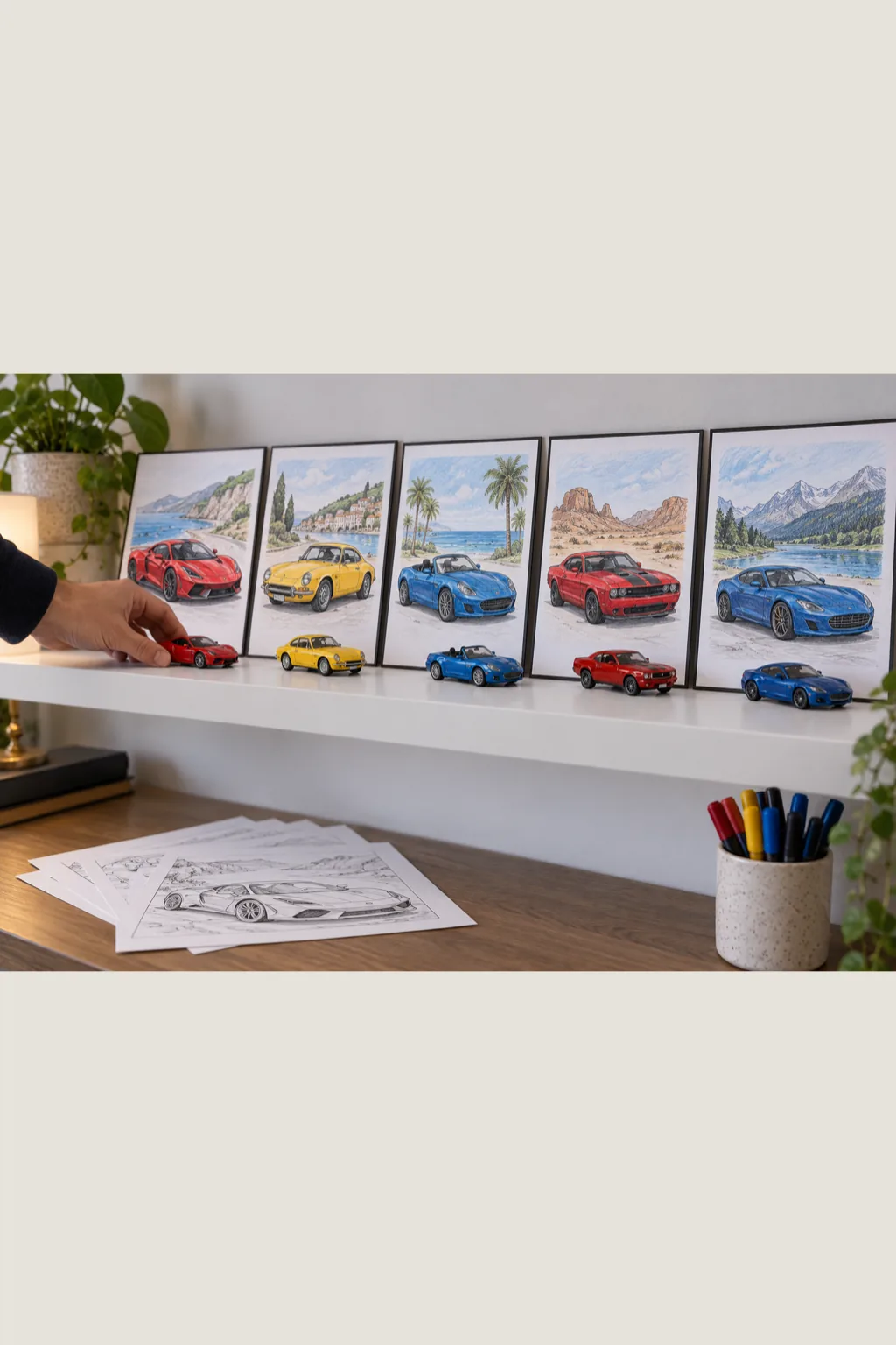 Desenhos de Carros Esportivos para Colorir - Depois