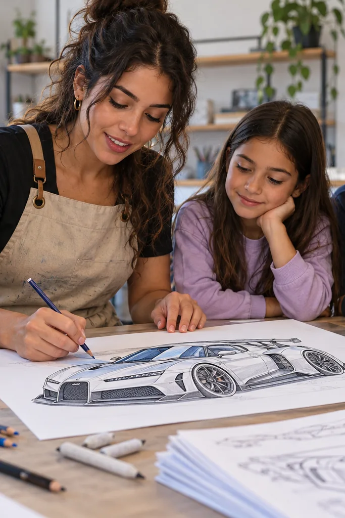 desenhos do bugatti centodieci para colorir — exemplo criado na Desenhos pra Colorir