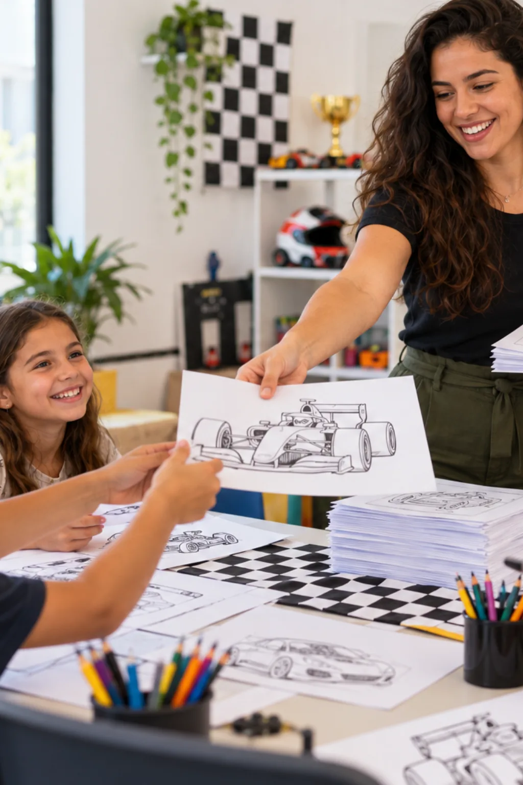 desenhos de carros de corrida para colorir — exemplo criado na Desenhos pra Colorir