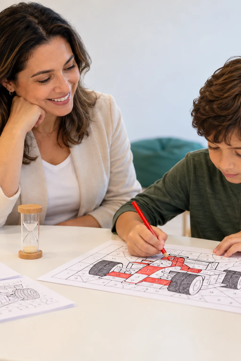 desenhos de carros de corrida para colorir por números — exemplo criado na Desenhos pra Colorir
