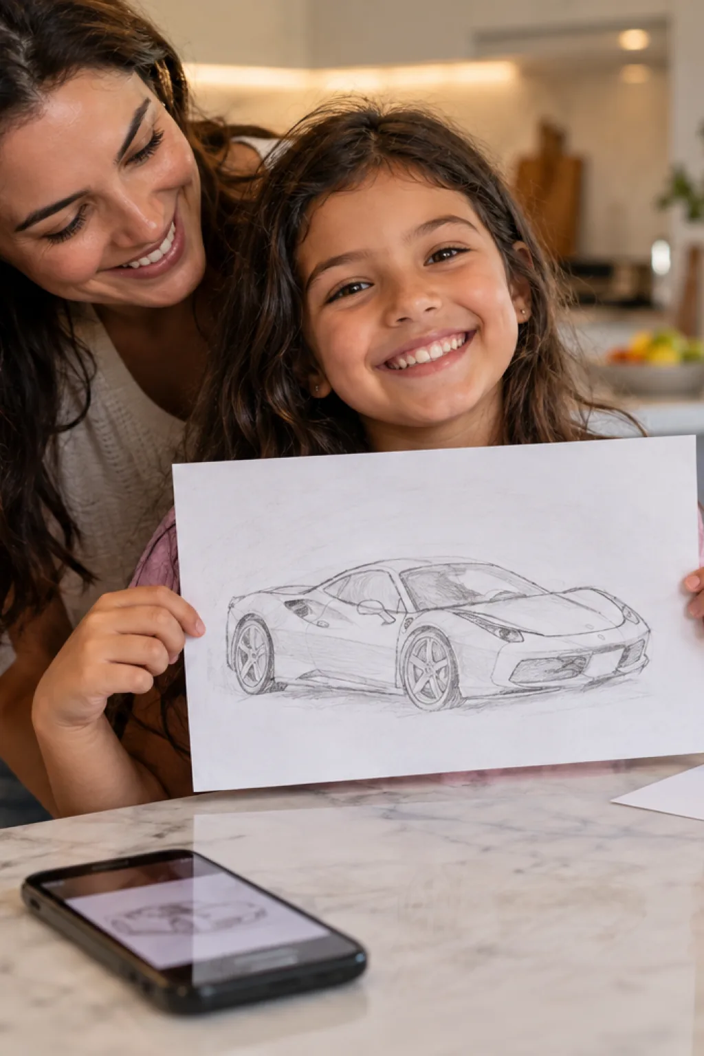 desenhos da Ferrari 458 para colorir — exemplo criado na Desenhos pra Colorir