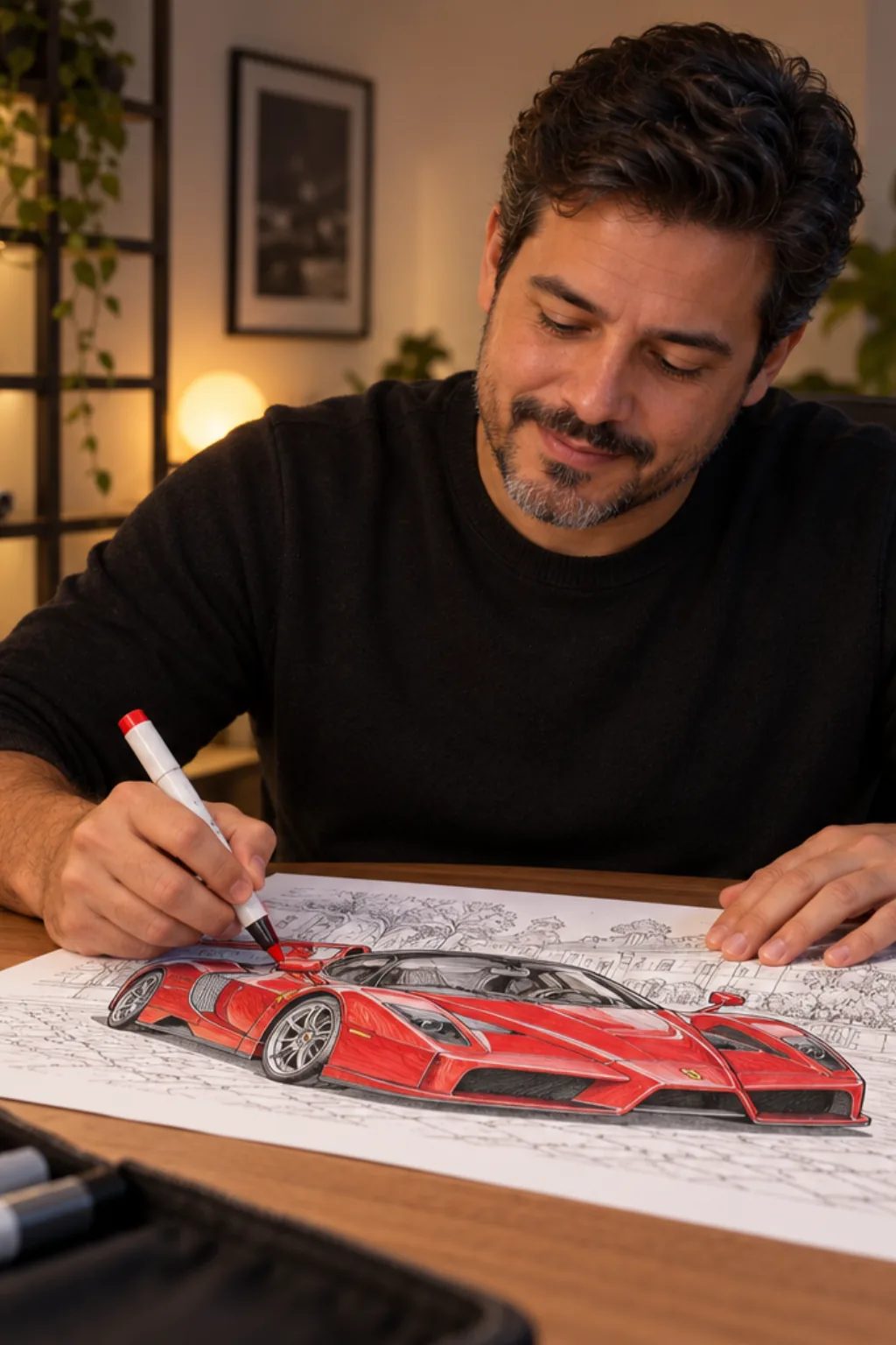 desenhos da Ferrari Enzo para colorir — exemplo criado na Desenhos pra Colorir