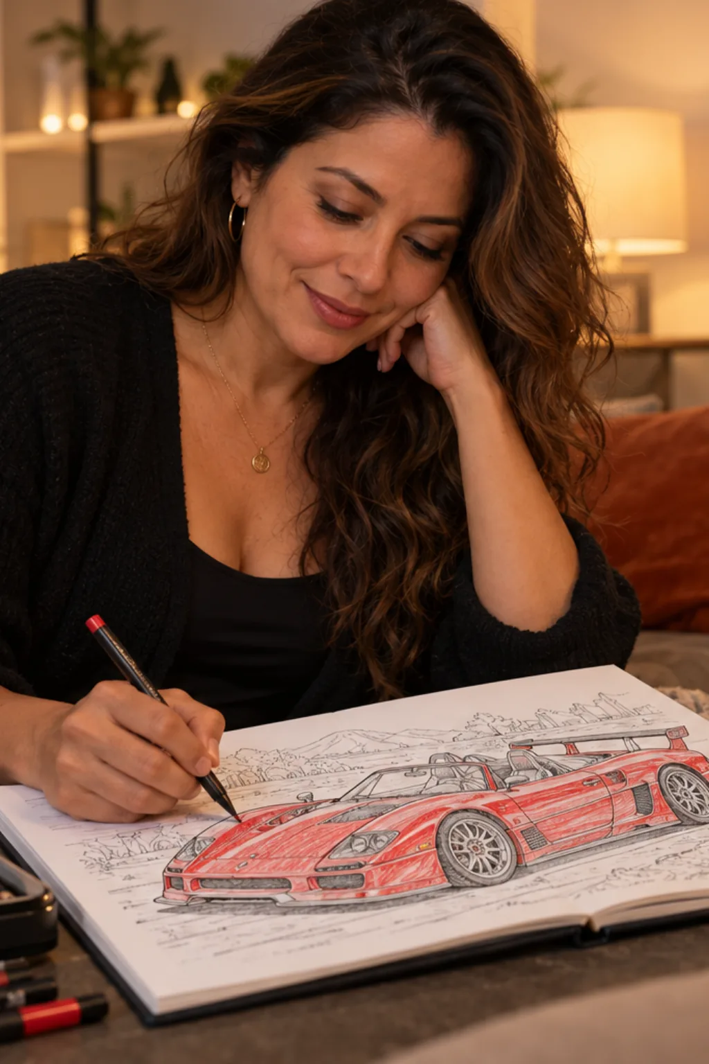 desenhos da ferrari f50 para colorir — exemplo criado na Desenhos pra Colorir