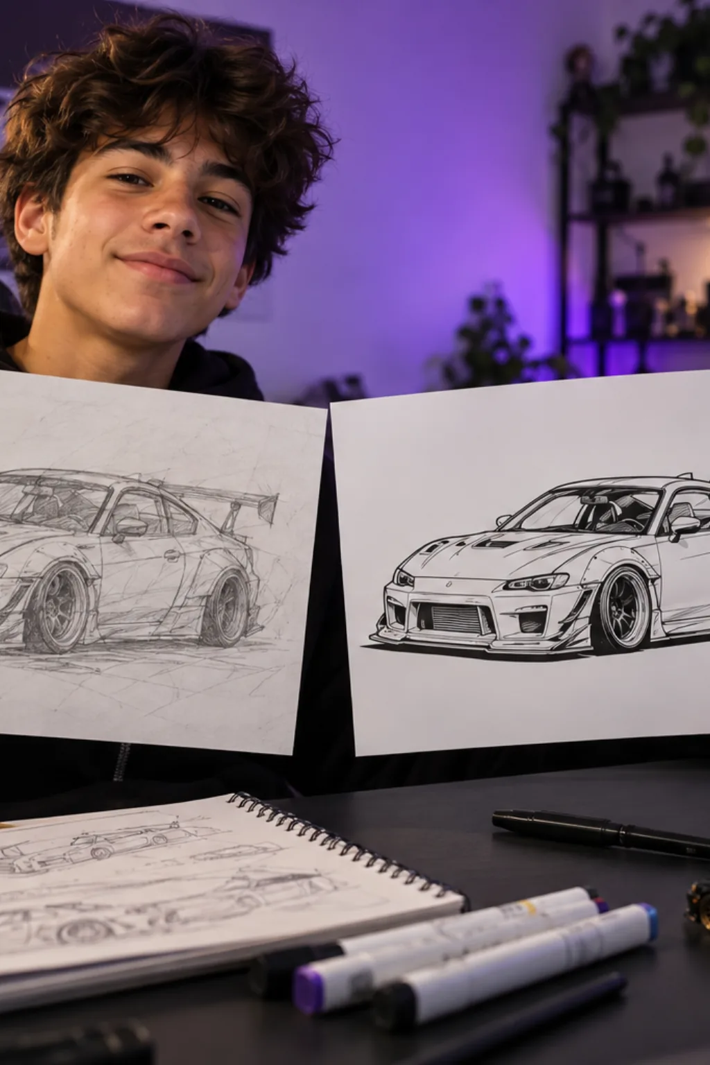 desenhos de carros jdm para colorir — exemplo criado na Desenhos pra Colorir