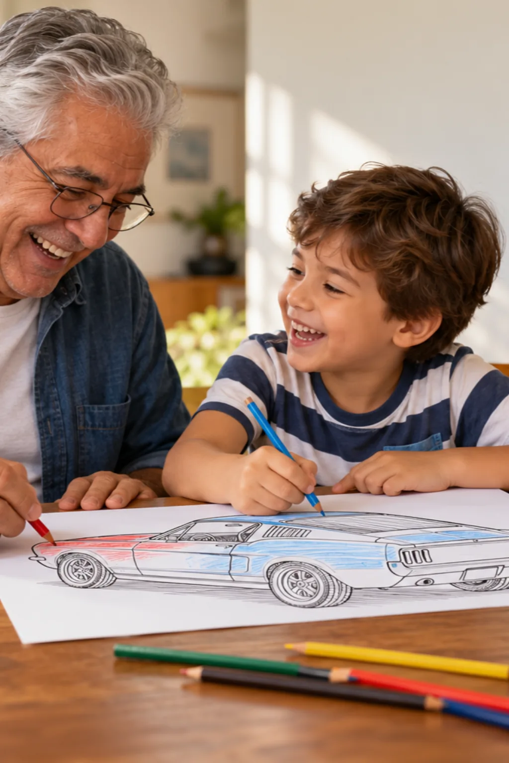 desenhos de carros Mustang para colorir — exemplo criado na Desenhos pra Colorir