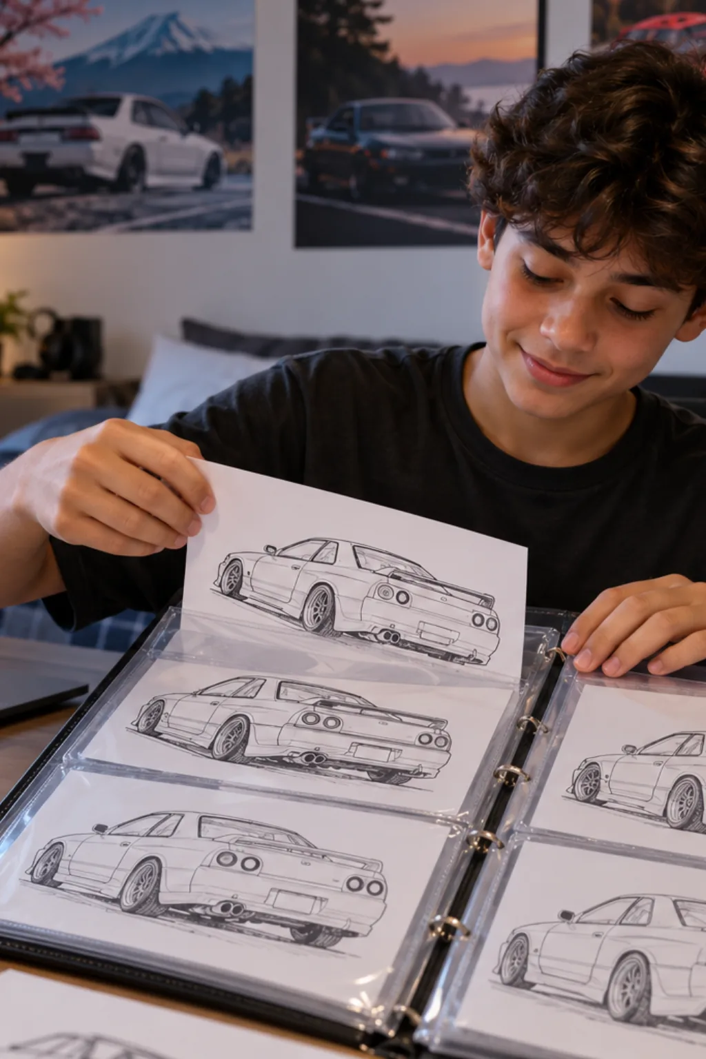 desenhos do Nissan Skyline para colorir — exemplo criado na Desenhos pra Colorir