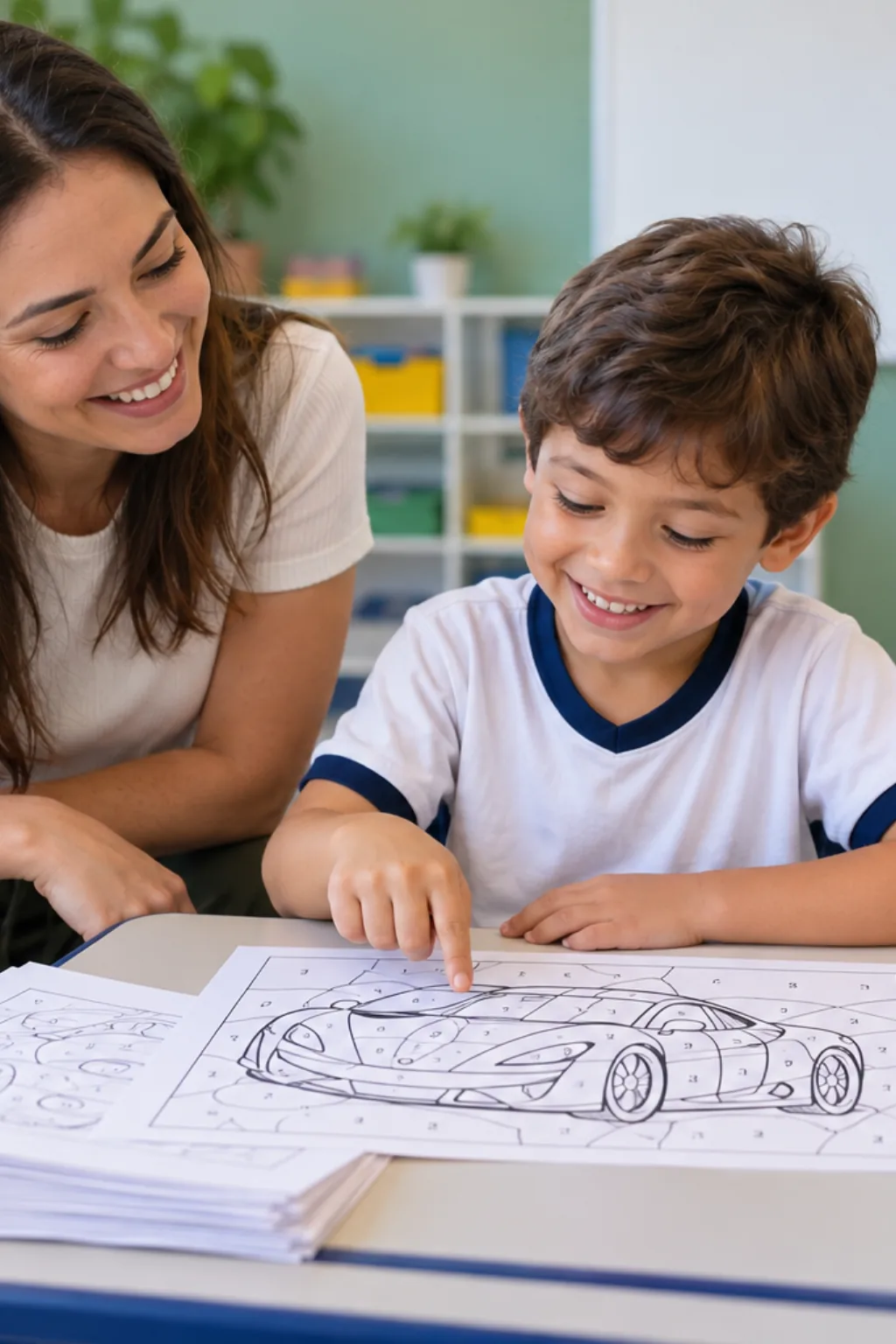 desenhos de carros esportivos para colorir por números — exemplo criado na Desenhos pra Colorir