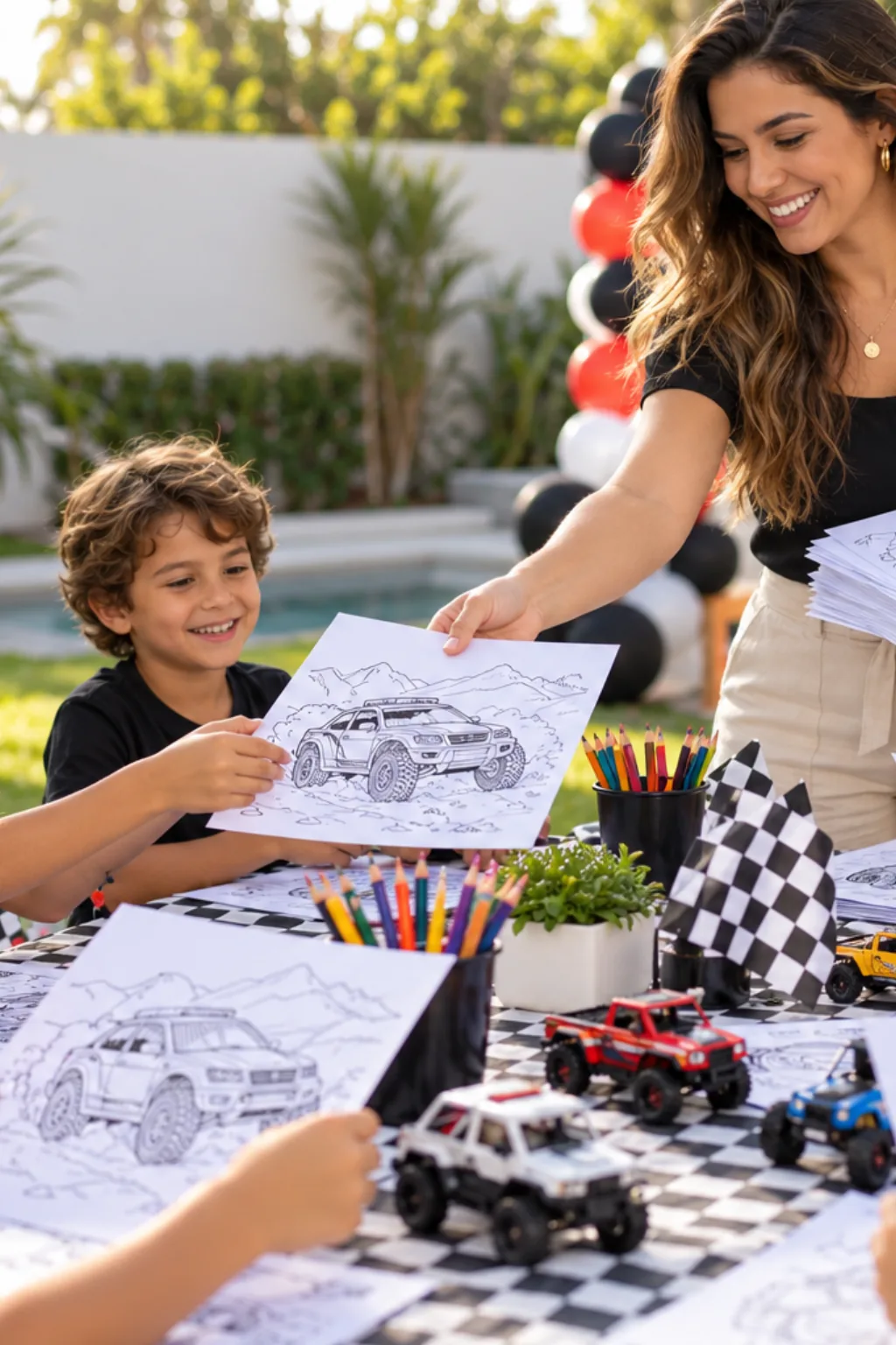 desenhos de carros de rally para colorir — exemplo criado na Desenhos pra Colorir