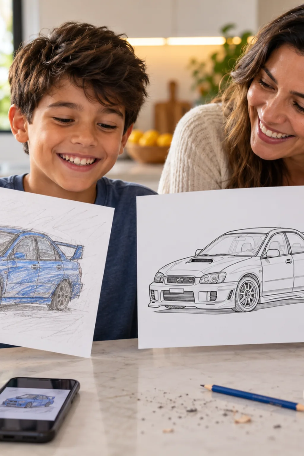 desenhos do Subaru Impreza para colorir — exemplo criado na Desenhos pra Colorir