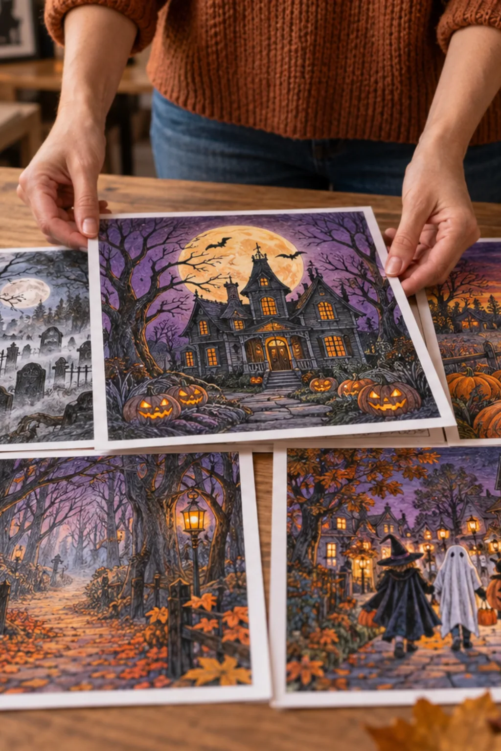 Desenhos de Cenas de Halloween para Colorir - Depois