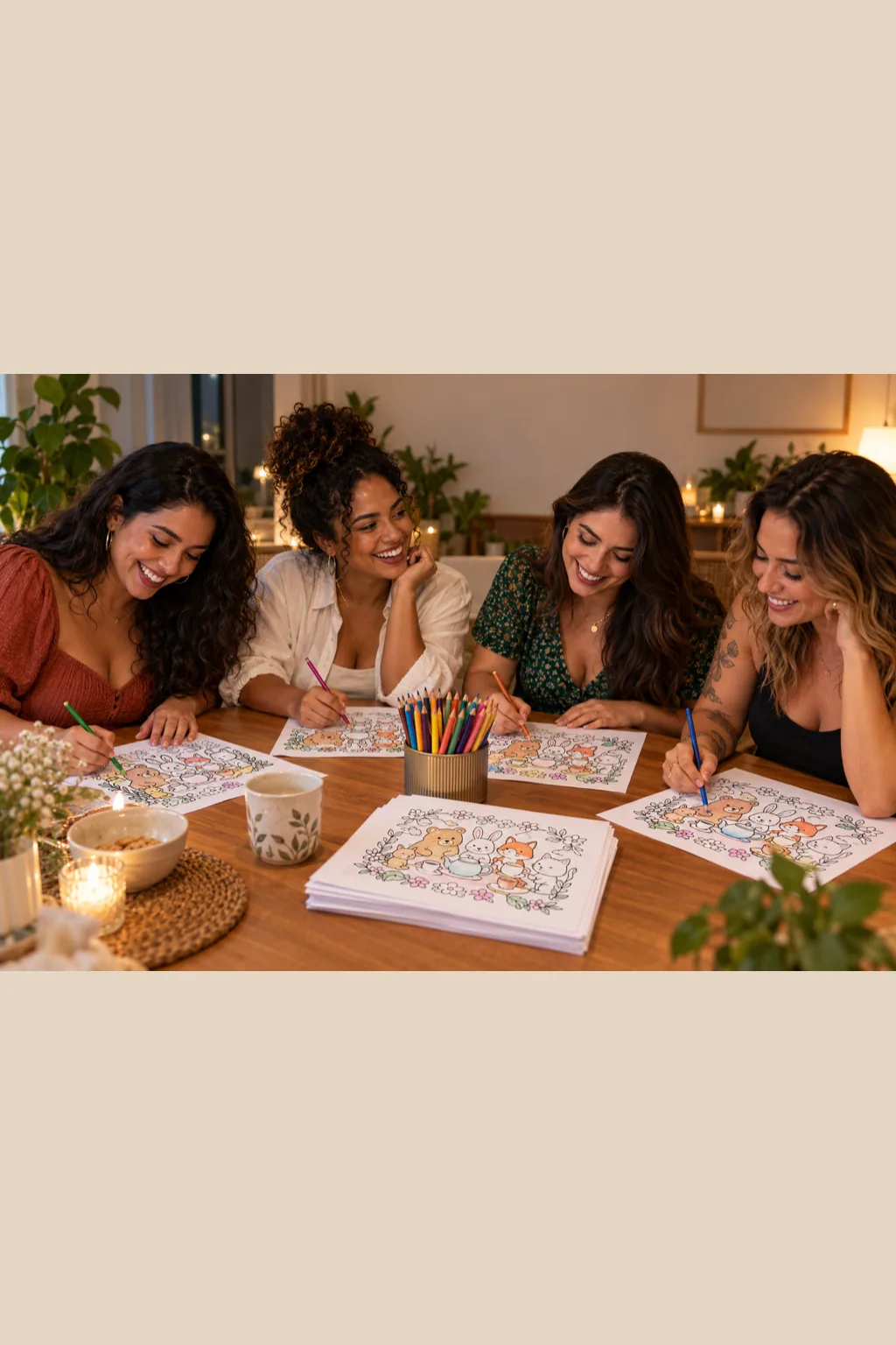 desenhos Cozy Friends para colorir — exemplo criado na Desenhos pra Colorir