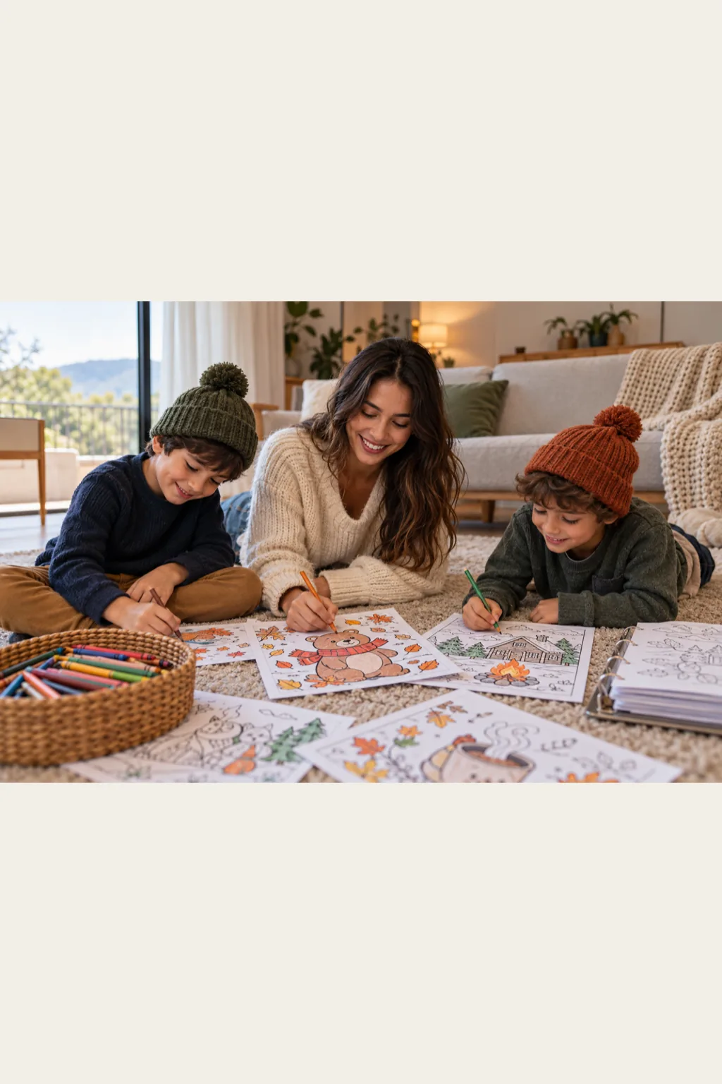 desenhos Cozy Season para colorir — exemplo criado na Desenhos pra Colorir
