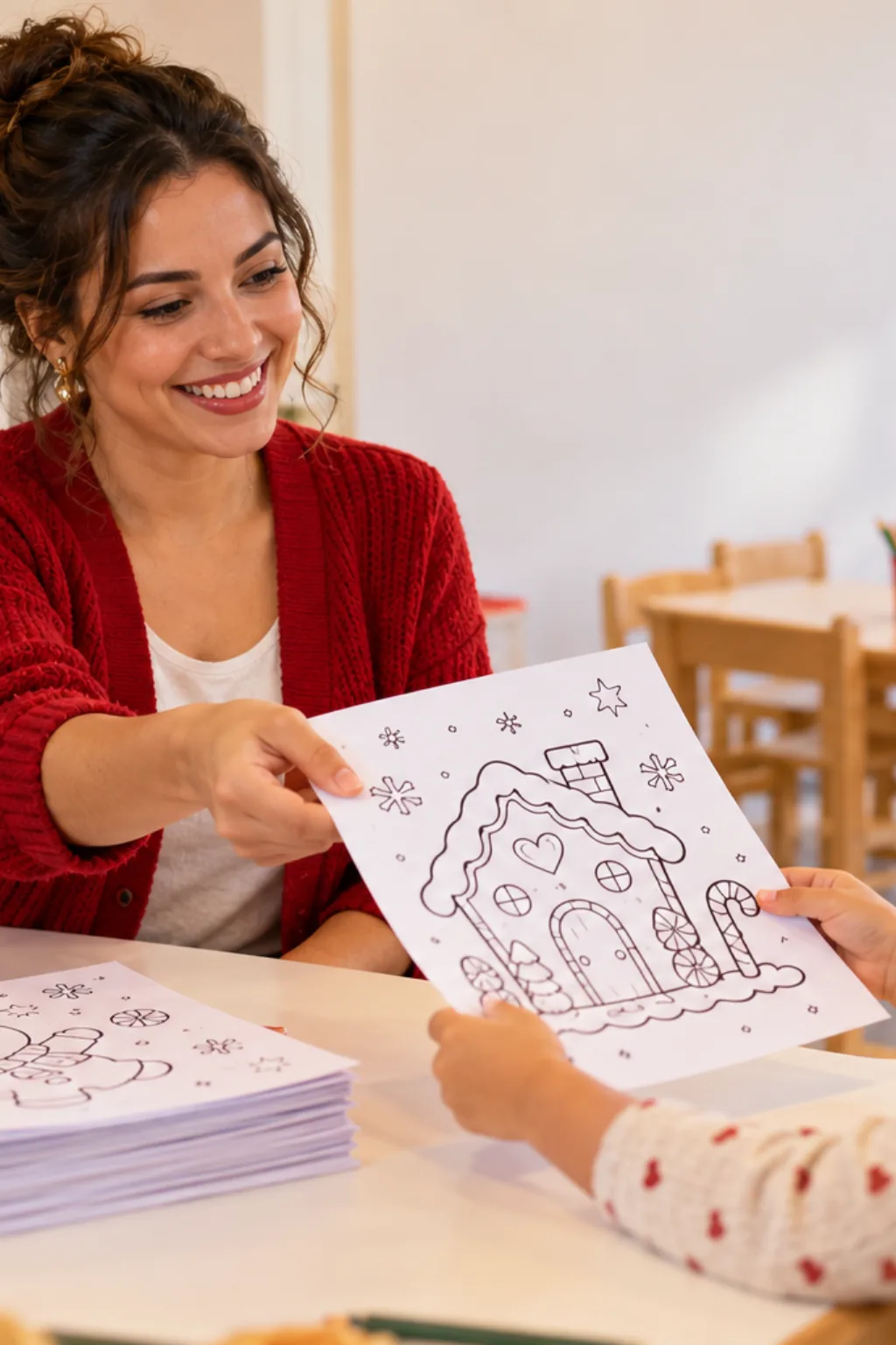 desenhos do livro 24 Days to Christmas da Coco Wyo para colorir — exemplo criado na Desenhos pra Colorir