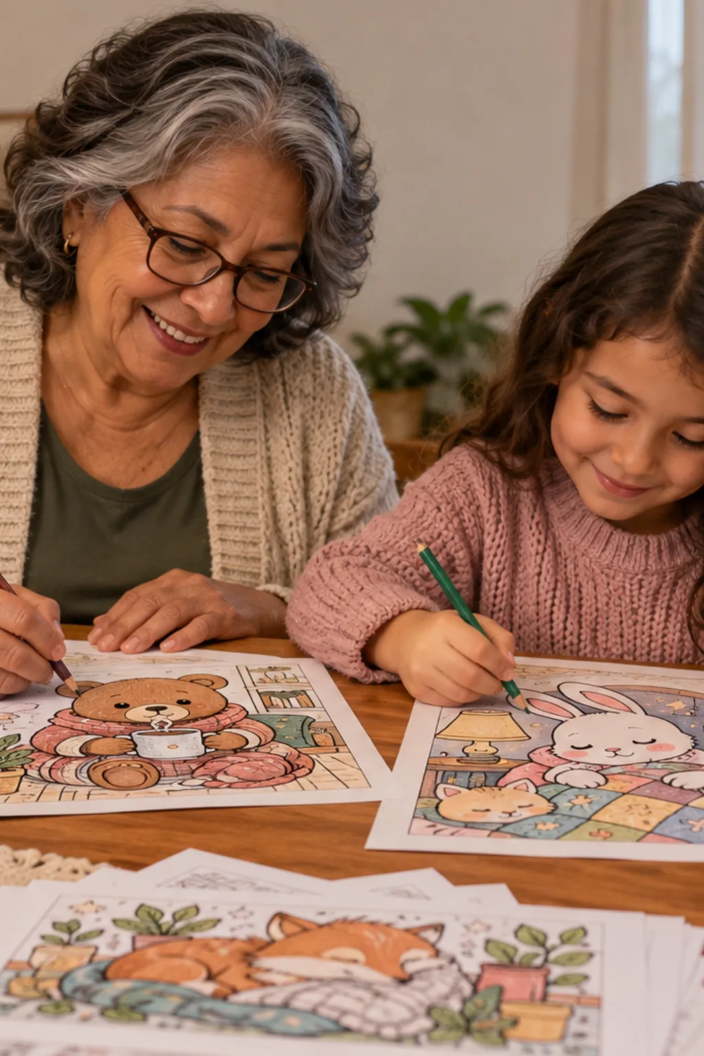 desenhos do livro Cozy & Cute da Coco Wyo para colorir — exemplo criado na Desenhos pra Colorir