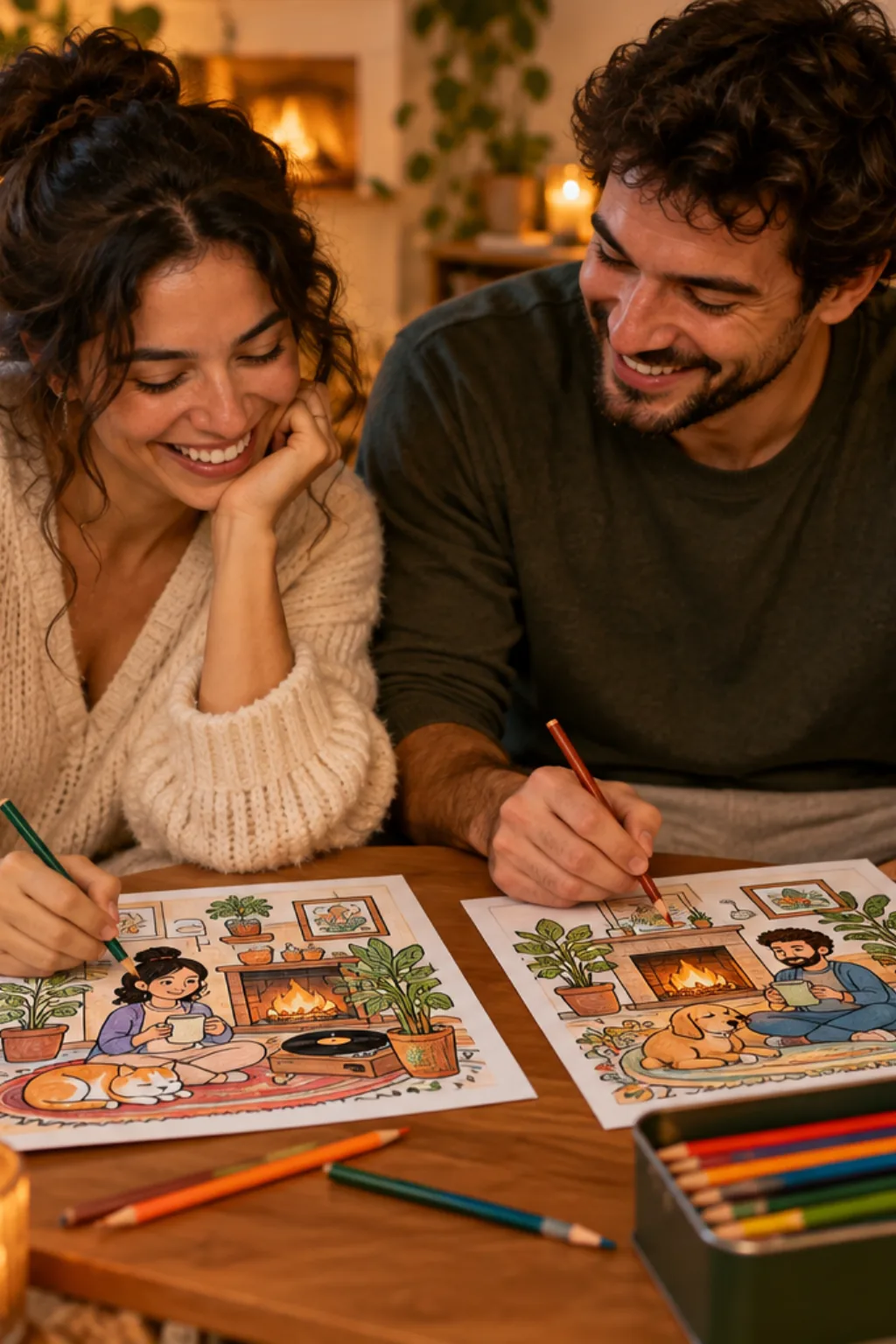 desenhos do livro Cozy Vibes da Coco Wyo para colorir — exemplo criado na Desenhos pra Colorir