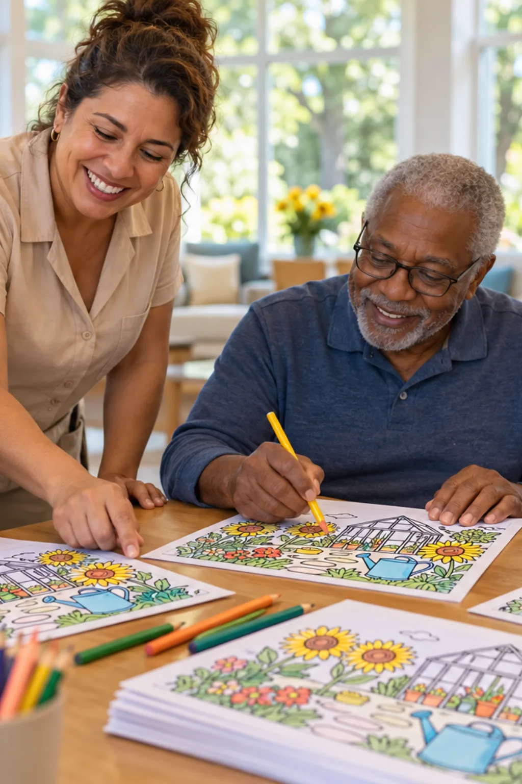 desenhos do livro Into Gardens da Coco Wyo para colorir — exemplo criado na Desenhos pra Colorir